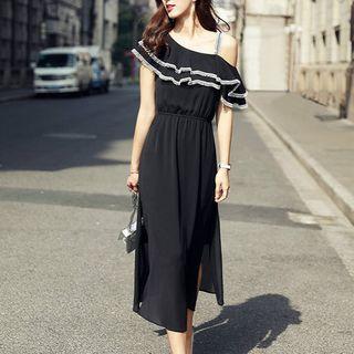 Side Slit Short-sleeve A-line Dress