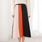 Color Block A-line Midi Knit Skirt