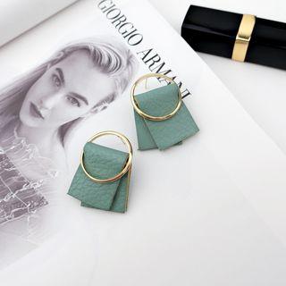 Faux Leather Hoop Drop Earrings