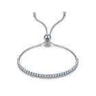 925 Sterling Silver Simple Bracelet With White Cubic Zirconia Silver - One Size