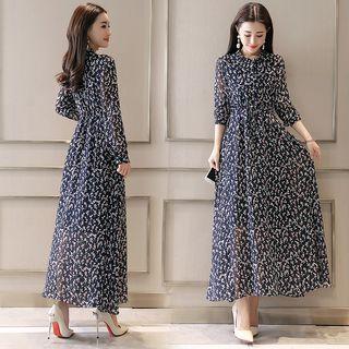 Floral Long-sleeve Maxi Dress