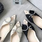 Open-toe Rhinestone Flats