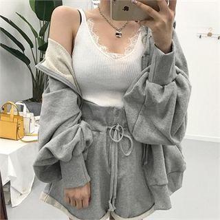 Set: Loose-fit Hoodie + Sweat Shorts