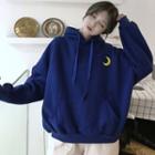 Crescent Embroidered Lettering Hoodie