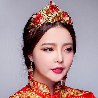 Bridal Set: Rhinestone Tiara + Beaded Earring