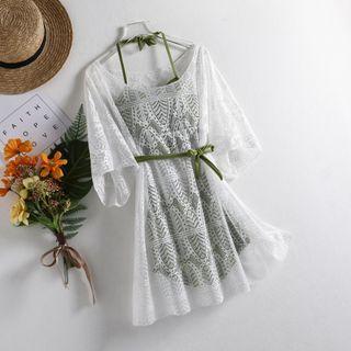 Set: Halter-neck Swimsuit + Lace Cover-up