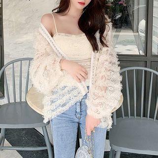 Set: Lace Camisole Top + Mesh Jacket