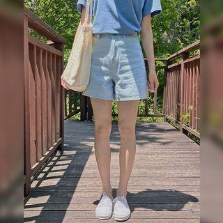 High-rise A-line Denim Shorts