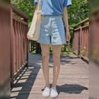 High-rise A-line Denim Shorts
