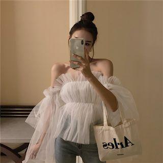 Off-shoulder Mesh Top As Shown In Figure - One Size