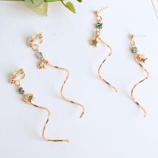 Cubic Stone Star Swirl Dangle Earring