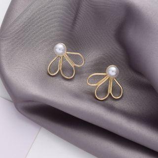 Faux Pearl Dangle Ear Stud 1 Pair - Earrings - 925 Silver - One Size