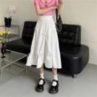 High-waist A-line Plain Bow Midi Skirt