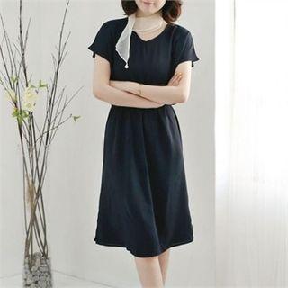 Tie-waist Chiffon Midi Dress