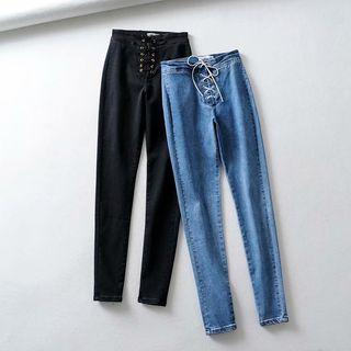 Lace-up Slim-cut Jeans