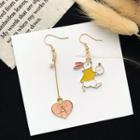 Rabbit & Heart Drop Non-matching Earring