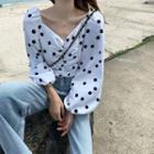 Long-sleeve Dotted Crinkled Top