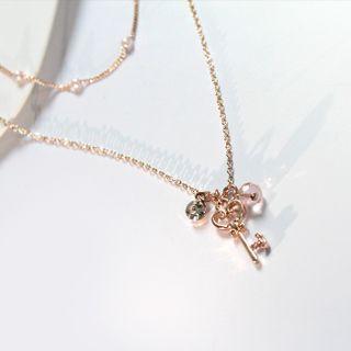 Key Pendant Necklace 1 Pc - Gold - One Size