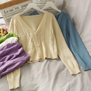 Cropped Cable-knit Cardigan In 10 Colors