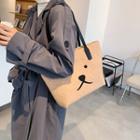 Cartoon Print Fleece Tote Bag