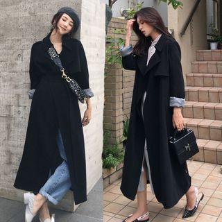Notch Lapel Plain Belt Coat