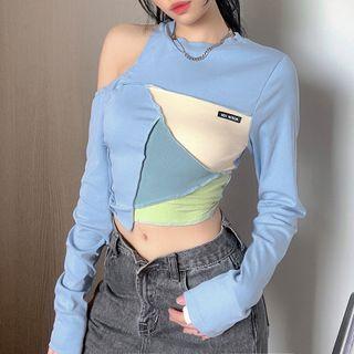 Long-sleeve Cold Shoulder Panel Top