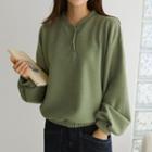 Bishop-sleeve Band-hem Henley
