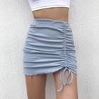 High-waist Ruched Front Mini Pencil Skirt