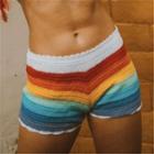 Rainbow Striped Crochet Hot Pants Rainbow - White - One Size