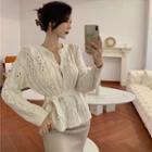 Tie-waist Cable Knit Cardigan