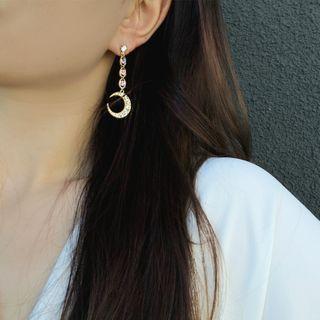 Rhinestone Moon Drop Earring 1 Pair - 925 Silver - Purple - One Size