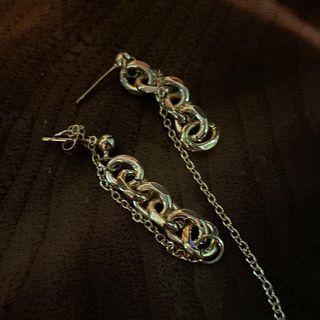 Chunky Chain Asymmetrical Alloy Fringed Earring