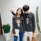 Couple Matching Cartoon Embroidered Sweater