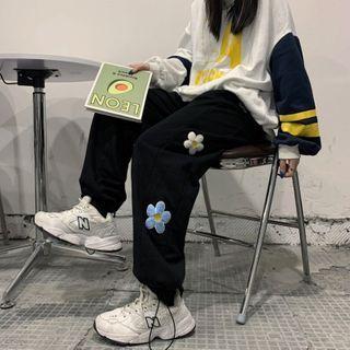 Side Flower Drawstring Sweatpants