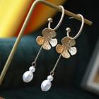 Alloy Flower Faux Pearl Dangle Earring 1 Pair - Gold - One Size