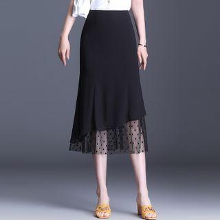 Dotted Panel Midi Mermaid Skirt