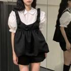 Puff-sleeve Frill Trim Blouse / Flowy Camisole Top / Shorts / Set