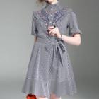 Floral Print Frilled Neck A-line Dress