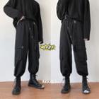Drawstring-cuff Cargo Pants With Suspenders