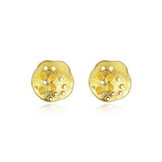 Sterling Silver Simple And Elegant Plated Gold Lotus Root Stud Earrings Golden - One Size