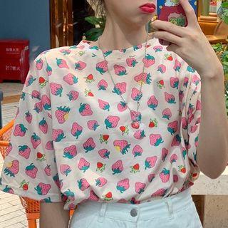 Strawberry Short-sleeve T-shirt As Shown In Figure - One Size