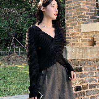 Drop-shoulder Rip-knit Top