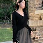 Drop-shoulder Rip-knit Top