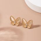Butterfly Faux Cat Eye Stone Earring 1 Pair - Era063-23 - Gold - One Size