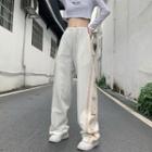 Drawstring Waist Striped Loose-fit Sweatpants