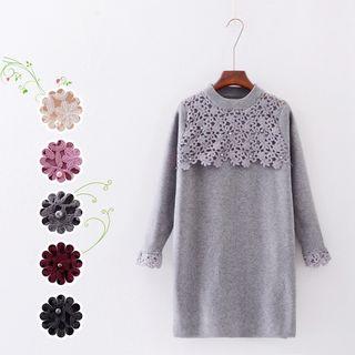 Beaded Crochet Panel Sweater