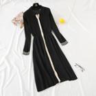Contrast Stripe Single-breasted Knit Dress