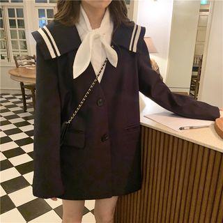Collar Blazer / Plain Tie-neck Blouse
