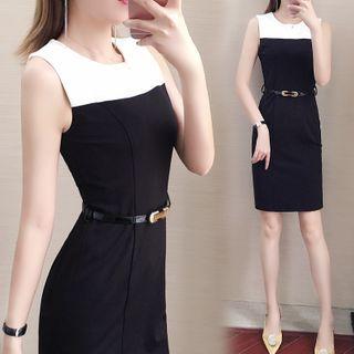 Sleeveless Color Panel Mini Shift Dress