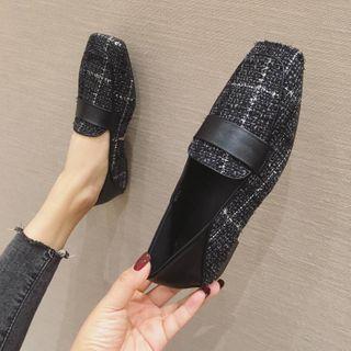 Plaid Square Toe Loafers